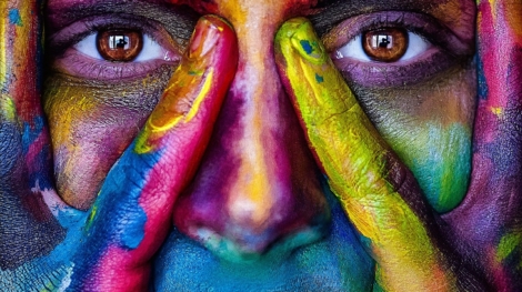 girl, face, colorful