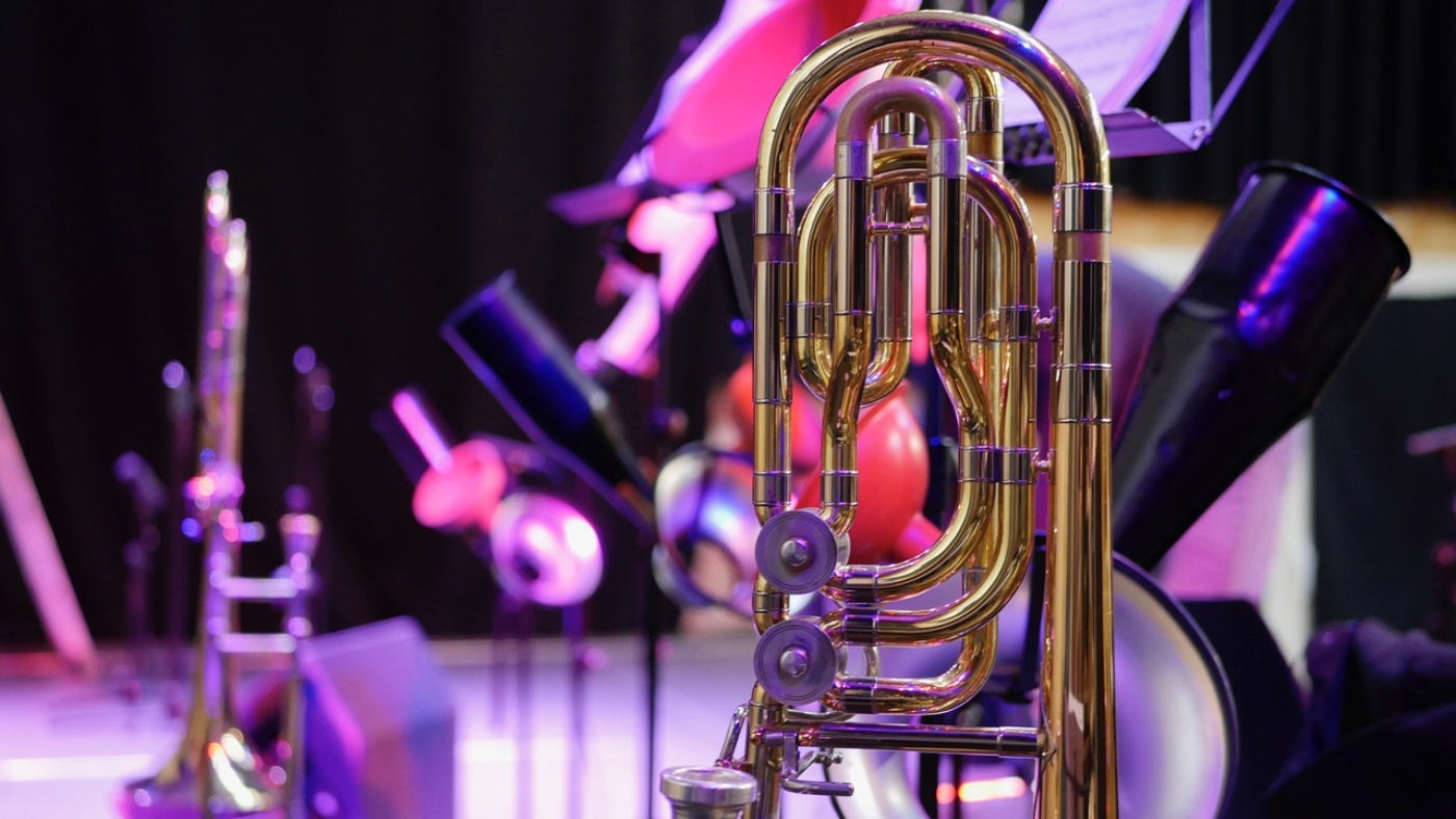 trombone, stage, concert