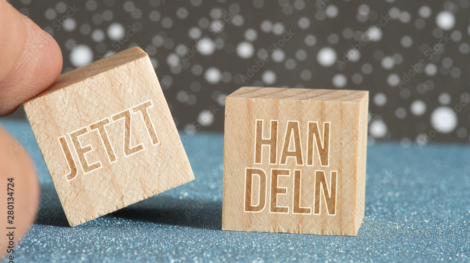 Würfel und Motivation Jetzt Handeln